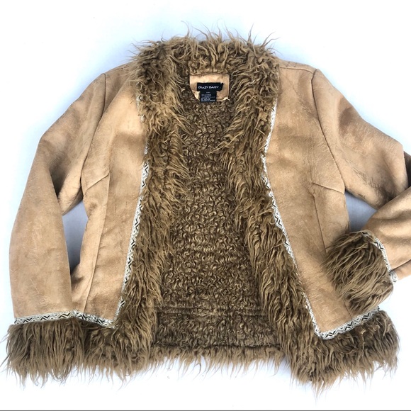 Crazy Daisy Jackets & Blazers - Crazy Daisy Gypsy Faux Fur Shag Boho Trim Jacket